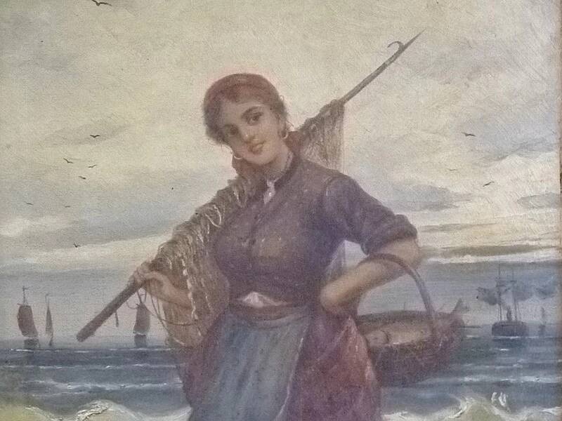 1809-Thomas Abiel Prior - Moglie di un pescatore sulla spiaggia